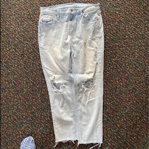 Cropped/Boyfriend Distressed Jeans